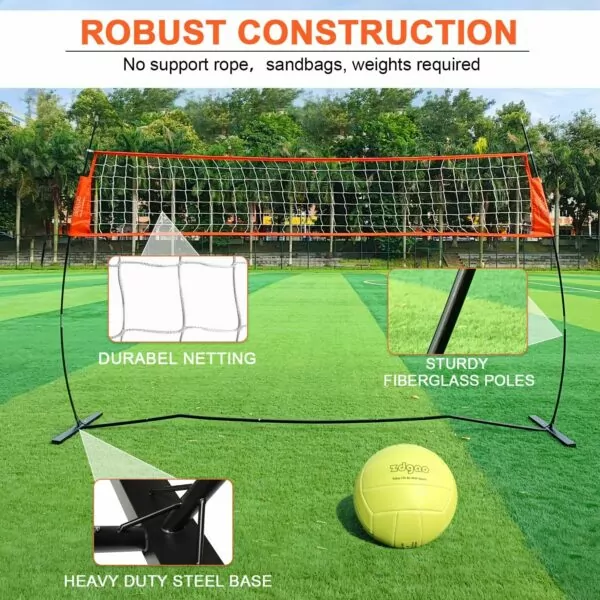 12FT Portable Volleyball Training Net for Hitting or Serving Drills, Outdoor & Indoor Freestanding Volleyball Practice Net with Height Adjustable, Volleyball, and Carry Bag