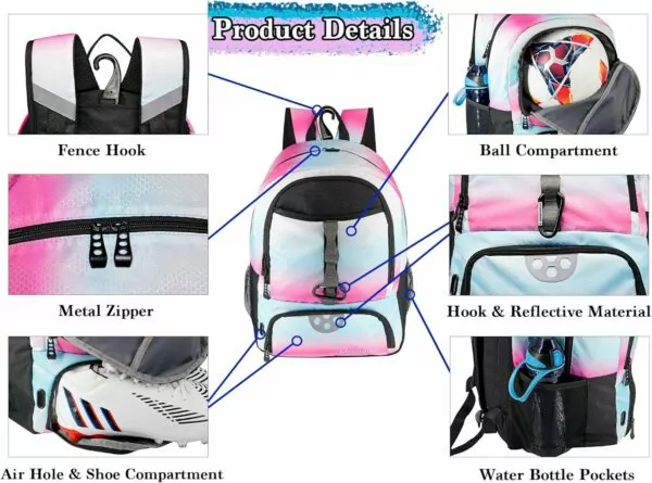 81ScCoGeFEL. AC SL1500 Youth Soccer Bag, Soccer Backpack for Football Volleyball Basketball, Backpack with Ball Compartment and Ball Holder