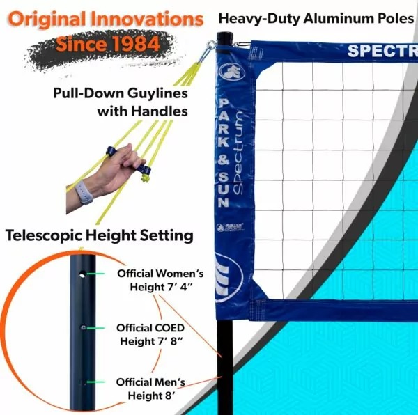 Spectrum Classic Professional Adjustable Outdoor Volleyball Park & Sun Sports Net System - Image 2