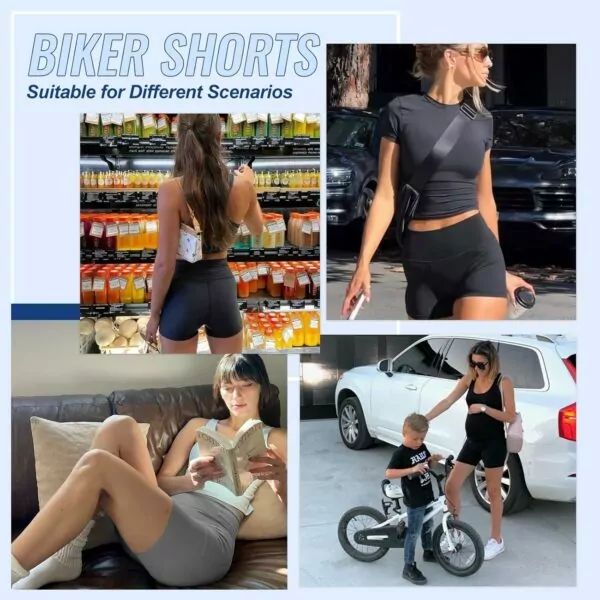 81StHnenENL. AC SL1500 Black High Waisted Biker Shorts for Women Running Workout Yoga Compression 3 Pack 3"/ 5"/ 8" Novelty