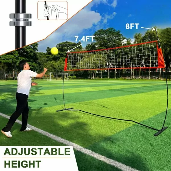 81VgvPgYQAL. AC SL1500 12FT Portable Volleyball Training Net for Hitting or Serving Drills, Outdoor & Indoor Freestanding Volleyball Practice Net with Height Adjustable, Volleyball, and Carry Bag