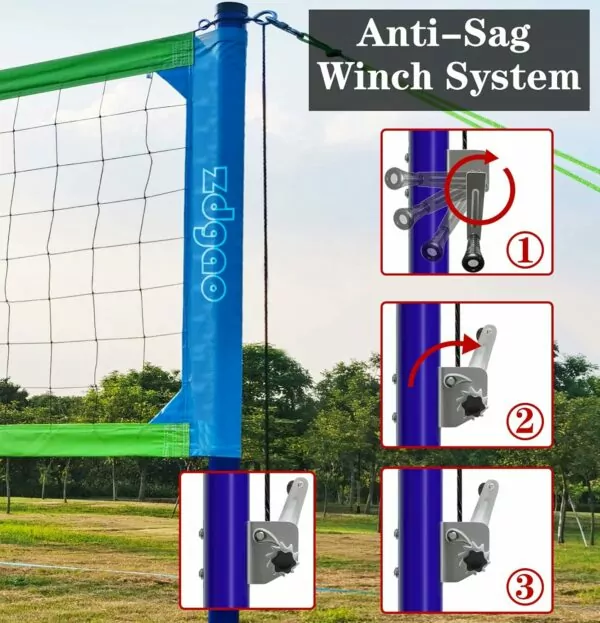 81WgGx2n 6L. AC SL1500 Volleyball Net Outdoor - Professional Volleyball Set with Height Adjustable Aluminum Poles and Anti-Sag System, Boundary Line, Volleyball and Pump