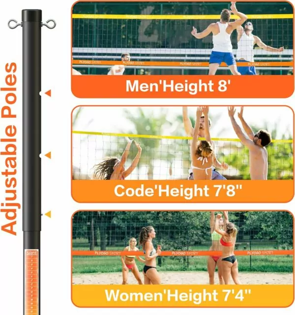 81YRu2JTJcL. AC SL1500 Volleyball Net for Backyard, Professional Portable Outdoor Heavy Duty Volleyball Net Set with Adjustable Aluminum Poles, Anti-Sag Design, Double Tension Adjuster for Beach, Grass |1680D Bag