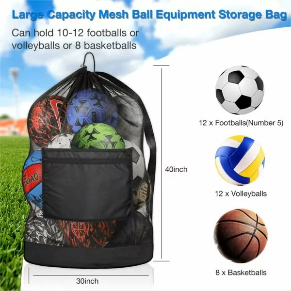 81ZDn7yd3zL. AC SL1500 Extra Large Ball Bag, Mesh Soccer Ball Bag, Adjustable Shoulder and Portable Strap Design fit Coach,Adults and Kids, Best for Soccer Ball, Basketball, Volleyball, Baseball, Water Sports, Beach Cloth