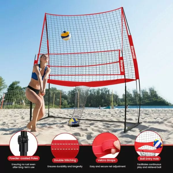 81Zdwe2ibcL. AC SL1500 Volleyball Training Equipment, Volleyball Practice Net Station Update Freely Adjustable Height Volleyball Net for Backyard Indoor Outdoor Hitting Serving Passing Practice, 11x8ft