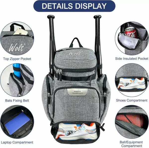 81auJhYXlRL. AC SL1500 WOLT | Basketball Backpack Bag with Separate Ball Compartment and Shoes Pocket，Large Sports Equipment Bag for Basketball, Soccer, Rugby, Volleyball, Baseball Sport Backpack Bag