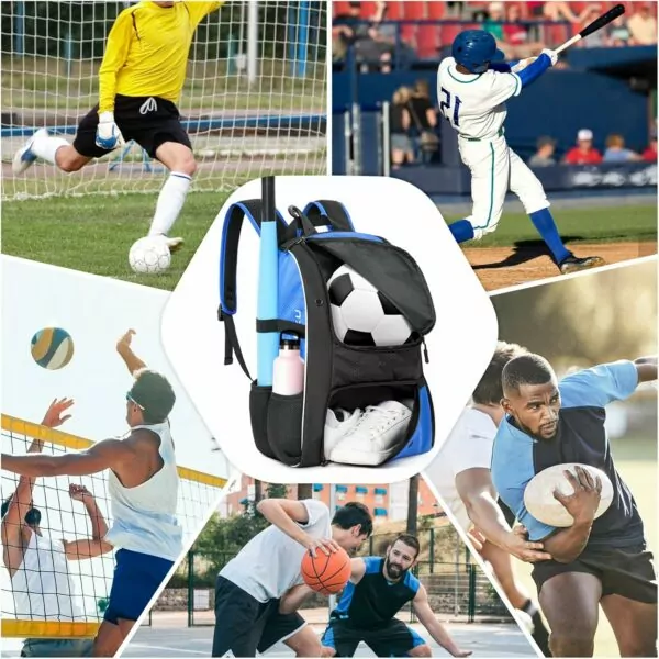 Soccer Bag With Portable Hand Bag For Ball & Shoes, Sports Training Backpack For Volleyball & Softball & Basketball & Football & Baseball For Boys & Girls & Adults