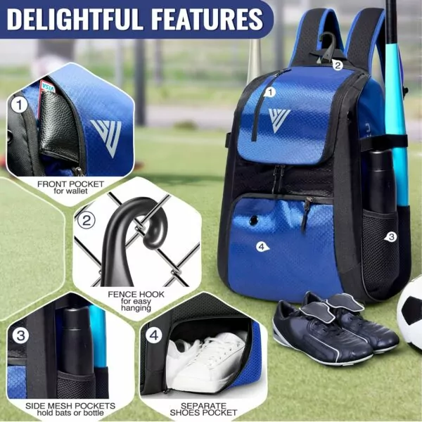 Soccer Bag With Portable Hand Bag For Ball & Shoes, Sports Training Backpack For Volleyball & Softball & Basketball & Football & Baseball For Boys & Girls & Adults