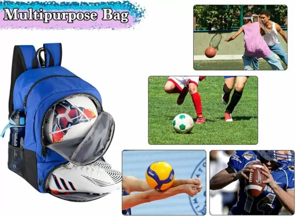 81dkJ1yd++L. AC SL1500 Youth Soccer Bag, Soccer Backpack for Football Volleyball Basketball, Backpack with Ball Compartment and Ball Holder