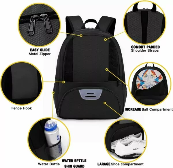 81gTO6SHm0L. AC SL1500 Soccer Bag&Soccer Backpack&Backpack for Football Volleyball Basketball,Sport Equipment Bags with Shoe compartment. (Black)