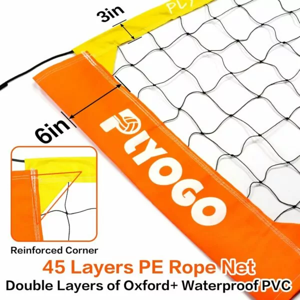 81rYBXgXk6L. AC SL1500 Volleyball Net for Backyard, Professional Portable Outdoor Heavy Duty Volleyball Net Set with Adjustable Aluminum Poles, Anti-Sag Design, Double Tension Adjuster for Beach, Grass |1680D Bag