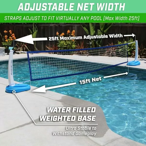 91C8+wpC7PL. AC SL1500 GoSports Splash Net PRO Pool Volleyball Net - Includes 2 Water Volleyballs and Pump - White, Red, or Blue