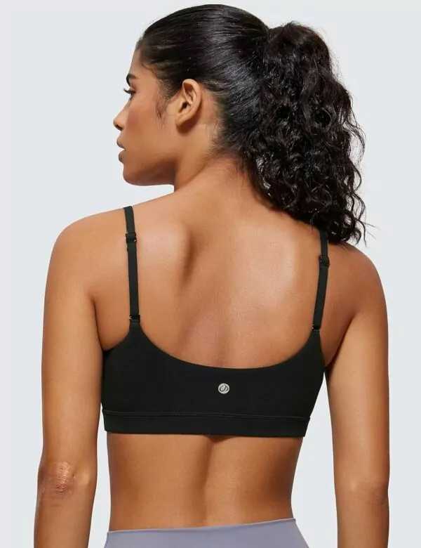 91Gi+6PBcHL. AC SL1500 CRZ YOGA Womens Butterluxe Adjustable Spaghetti Strap Sports Bra - Scoop Neck Wireless Padded Bra Yoga Workout Crop Top