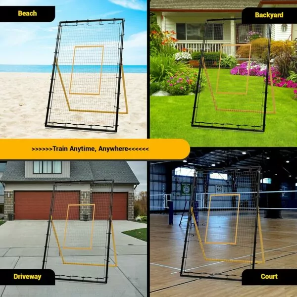 91bb4ZyHgcL. AC SL1500 Portable Adjustable Volleyball Training Rebounder Net 7x4 ft with Angle Customization – Equipment for Practicing Volleying, Bumping, Spiking – Durable Skills Improvement Travel Bag