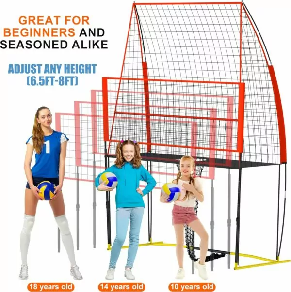 91gVIqJV1nL. AC SL1500 (8 X 11 FT) Volleyball Training Equipment Net for Indoor and Outdoor Volleyball Practice Net Station, Volleyball Spike Trainer Perfect for Team or Solo Training, Home Volleyball Net