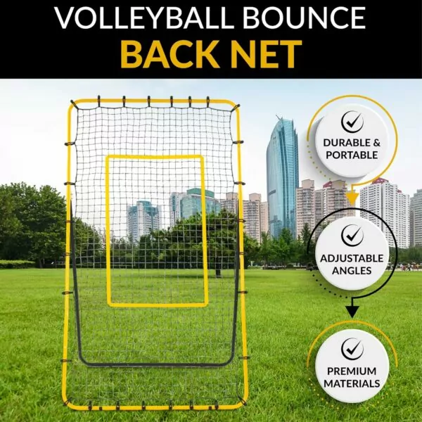 91jjYTkiAgL. AC SL1500 Volleyball Rebounder Net 4X7 ft - Training Equipment for Teams and Competitions; Portable or Home Volleyball Net for Outdoors; Backyard Practice Volleyball Trainer with Bounce Back Net (4X7)