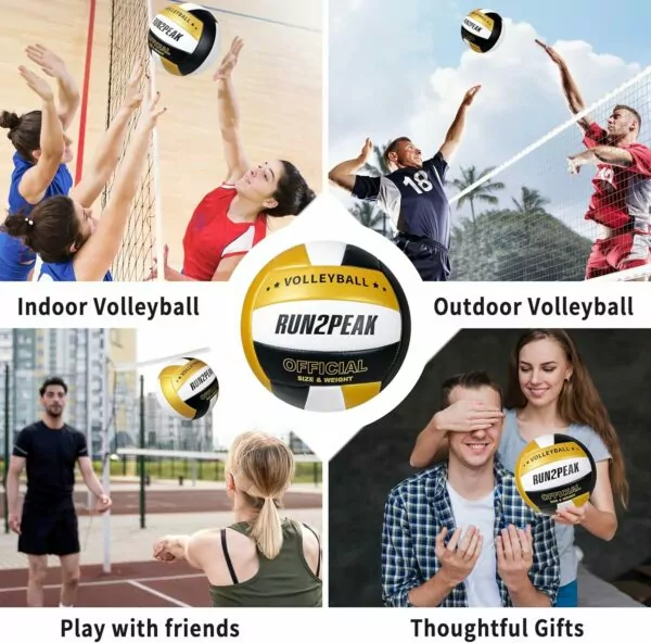 Soft Volleyball Ball Official Size 5 Volleyballs for Indoor Outdoor Beach Pool Game Play for Adult Youth Team Mens Beginners Professional PU Leather Training Practice Volley Balls