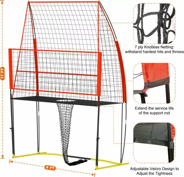 91wjt8bD3AL. AC SL1500 (8 X 11 FT) Volleyball Training Equipment Net for Indoor and Outdoor Volleyball Practice Net Station, Volleyball Spike Trainer Perfect for Team or Solo Training, Home Volleyball Net