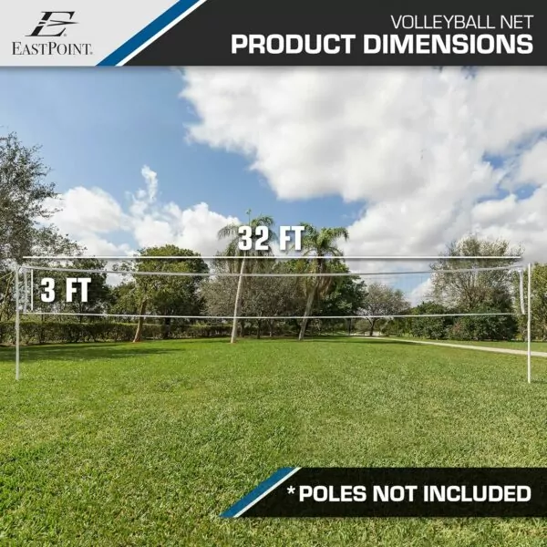 EastPoint Sports Replacement Volleyball Net with High Strength Cable, Reinforced Side Tapes, and Weather Resistant Material - Poles Not Included, Original Version