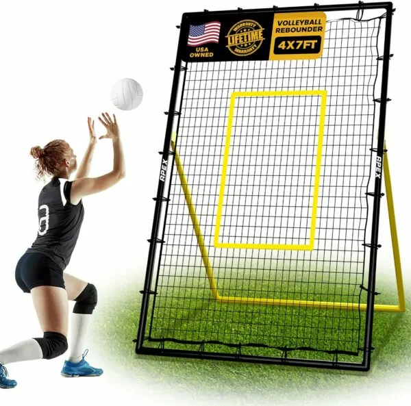 Adjustable Volleyball Rebounder Net 7x4 ft – Training Equipment with Angle Customization for Practicing Volleying, Bumping, Spiking – Durable & Portable with Travel Bag, Improve Skills