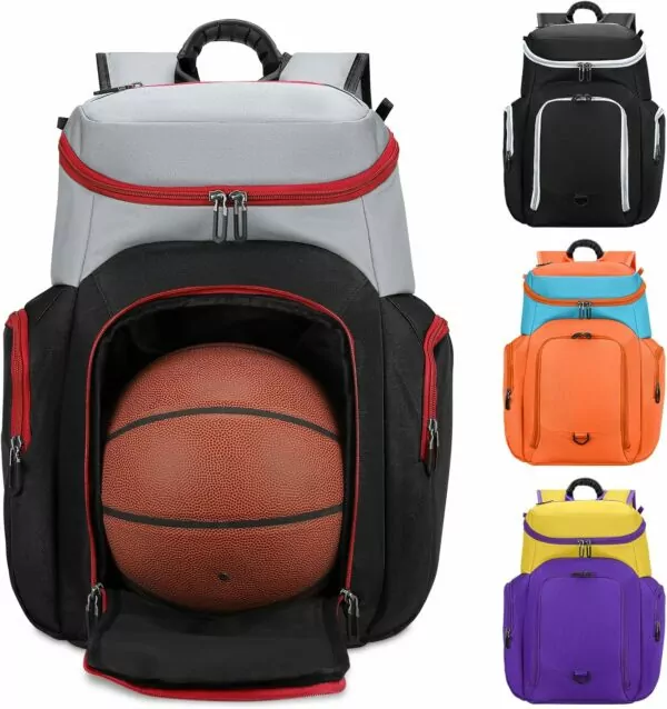 BROTOU Basketball Backpack with Ball Compartment, Custom Football Bag, Soccer Backpack for Rugby/Volleyball/Baseball, Large Capacity Sports Equipment Bags for Men/Women