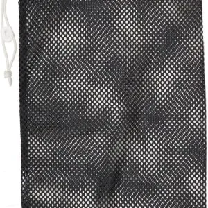 Champion Sports Mesh Sports Equipment Bag, Black, 12x18 Inches - Multipurpose, Nylon Drawstring Bag with Lock and ID Tag for Balls, Beach, Laundry
