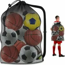 Extra Large Sports Ball Bag, Heavy Duty Breathable Mesh Storage Bag, 40" x 30" Hold 10-12 Soccer Basketball Volleyball Football, Adjustable Shoulder Strap, Ideal for Coaches, Team, Swimming Gear