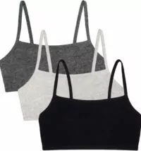 Fruit of the Loom womens Spaghetti Strap Cotton Pull Over 3 Pack Sports Bra