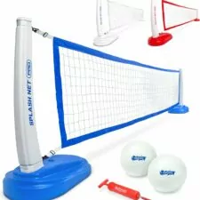 GoSports Splash Net PRO Pool Volleyball Net - Includes 2 Water Volleyballs and Pump - White, Red, or Blue