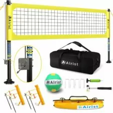 Heavy Duty Volleyball Net Outdoor with Steel Anti-Sag System, Adjustable Aluminum Poles, Professional Volleyball Nets Set for Backyard and Beach, Volleyball and Carrying Bag