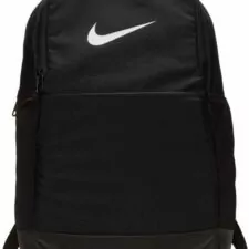 Nike Brasilia Medium Training Backpack for Women and Men with Secure Storage & Water Resistant Coating, Black/Black/White