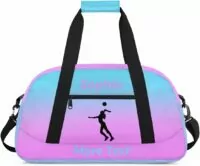 Personalized Kids Duffle Bag for Girls, Custom Sport Gym Bag with Name, Fit School Practice, or Overnight Weekender Travel Pink Volleyball