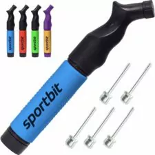 SPORTBIT Ball Pump for Sports Balls - Push & Pull Inflating System - Hand Pump for All Exercise Balls - Volleyball Pump, Basketball Inflator, Football & Soccer Ball Air Pump - Goes with 5 Needles Set