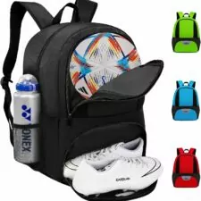 Soccer Bag&Soccer Backpack&Backpack for Football Volleyball Basketball,Sport Equipment Bags with Shoe compartment. (Black)