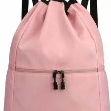 Valleycomfy Drawstring Backpack - Sport Gym Backpack Water Resistant String Bag with Side Mesh Pockets for Men & Women Pink