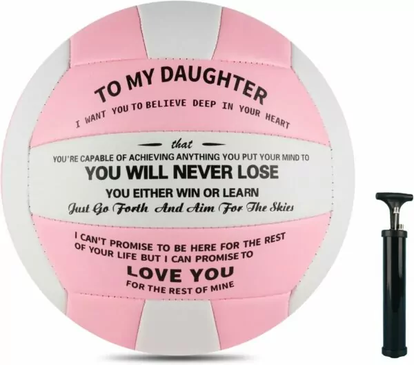 Volleyball Gift for Daughter Personalized Indoor Outdoor Sports Balls,Engraved Message Volleyballs Official Size 5 Birthday Presents from Mom Dad,with Pump