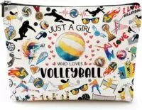 Volleyball Gifts Volleyball Makeup Bag Volleyball Stuff Volleyball Accessories Cosmetic Bag Toiletry Bag Zipper Pouch for Women Sister Friend Volleyball Lover Teacher Coach Birthday Friendship