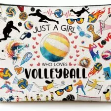 Volleyball Gifts Volleyball Makeup Bag Volleyball Stuff Volleyball Accessories Cosmetic Bag Toiletry Bag Zipper Pouch for Women Sister Friend Volleyball Lover Teacher Coach Birthday Friendship