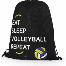 Volleyball Gifts for Volleyball Lover Eat Sleep Volleyball Repeat Drawstring Backpack Bag Volleyball Player Gifts for Women Men