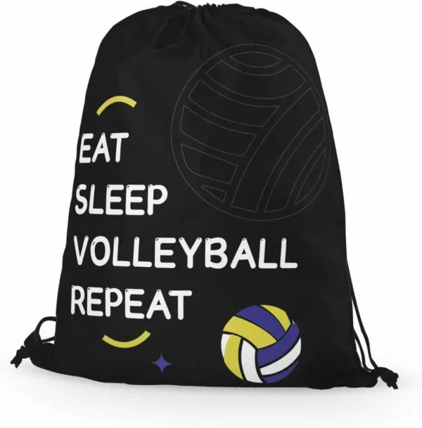 Volleyball Gifts for Volleyball Lover Eat Sleep Volleyball Repeat Drawstring Backpack Bag Volleyball Player Gifts for Women Men