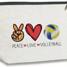 Volleyball Inspirational Gifts for Women Volleyball Stuff Gifts for Volleyball Players Teams, Birthday Gifts for Women Her Best Friend BFF Bestie Makeup Bag - Peace Love Volleyball