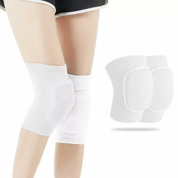 Volleyball Knee Pads, Soft Breathable Thick Sponge Youth Volleyball Knee Pads for Men Women Girls Knees Protective, Knee Pads for Volleyball Basketball Football Dance Workout Climbing etc Various Sports M (White)