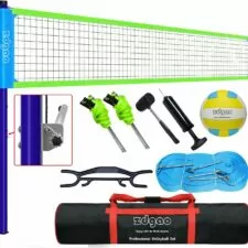 Volleyball Net Outdoor - Professional Volleyball Set with Height Adjustable Aluminum Poles and Anti-Sag System, Boundary Line, Volleyball and Pump