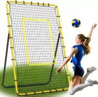 Volleyball Rebounder Net 4X7 ft - Training Equipment for Teams and Competitions; Portable or Home Volleyball Net for Outdoors; Backyard Practice Volleyball Trainer with Bounce Back Net (4X7)