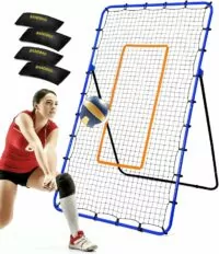 Volleyball Rebounder Net, 5 Angles Adjustable Volleyball Training Equipment Bounce Back Net with Sturdy Sandbags & Metal Stakes, Also for Lacrosse, Baseball, Soccer Practicing - 7x4 Ft