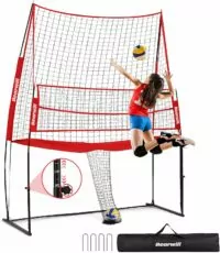 Volleyball Training Equipment, Volleyball Practice Net Station Update Freely Adjustable Height Volleyball Net for Backyard Indoor Outdoor Hitting Serving Passing Practice, 11x8ft