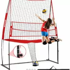 Volleyball Training Equipment, Volleyball Practice Net Station Update Freely Adjustable Height Volleyball Net for Backyard Indoor Outdoor Hitting Serving Passing Practice, 11x8ft