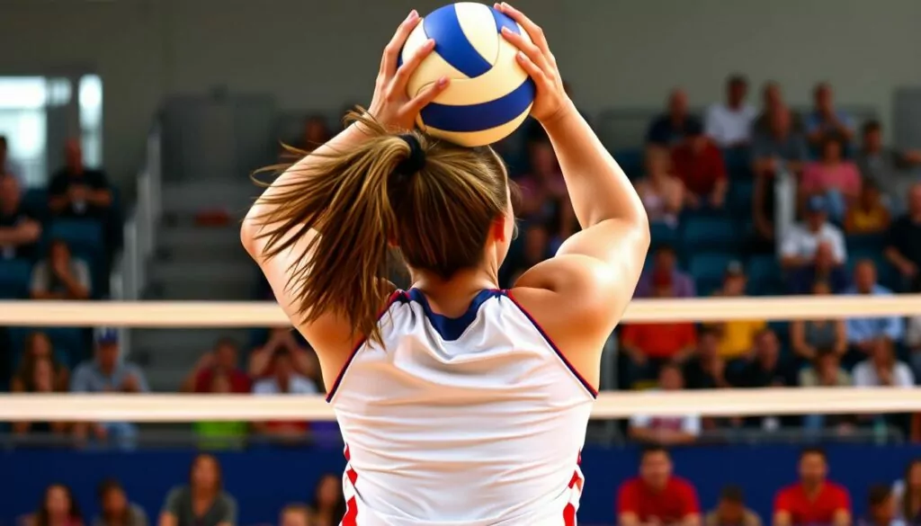 Volleyball photography angles from behind service area