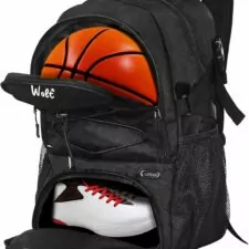 WOLT | Basketball Backpack Large Sports Bag with Separate Ball Holder & Shoes Compartment, Best for Basketball, Soccer, Volleyball, Swim, Gym, Travel(Black)