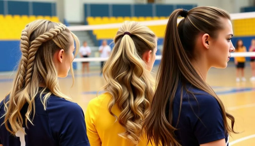 half up half down volleyball hairstyles